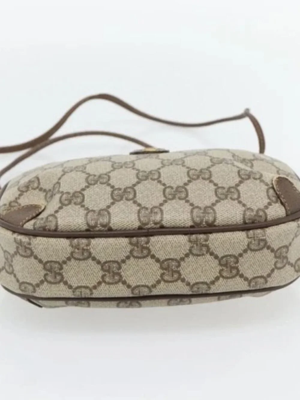 GUCCI GG Supreme Web Sherry Line Bag PVC Beige Gold 156 02 066 Auth 171266 - Picture 8 of 16